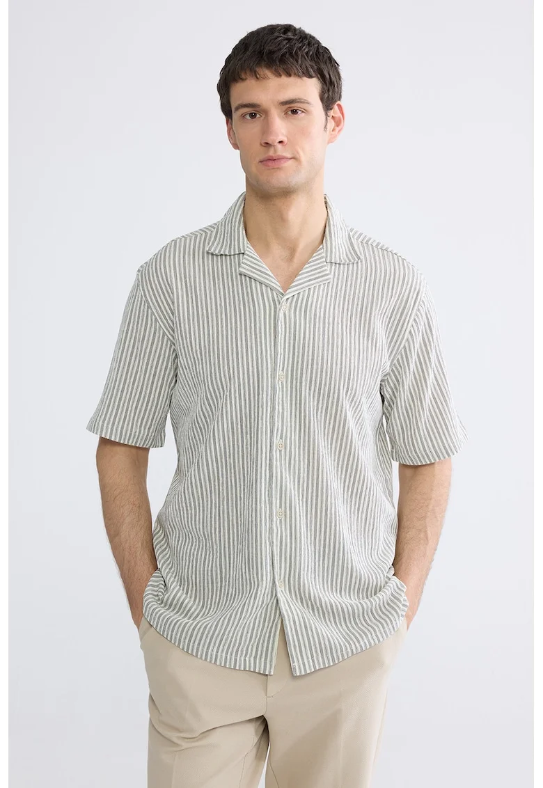 Camasa regular-fit cu dungi, Negru/Alb murdar