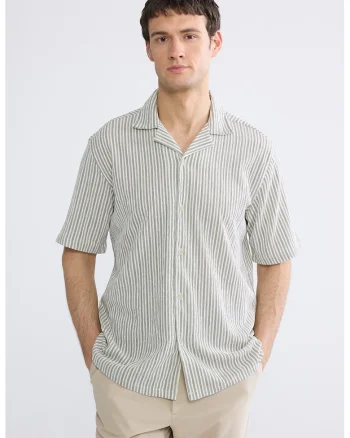 Camasa regular-fit cu dungi, Negru/Alb murdar