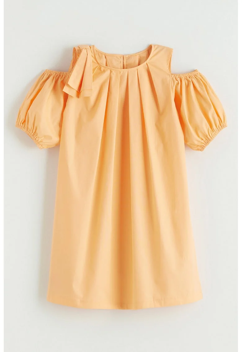 Rochie de bumbac cu decupaj pe umar, Portocaliu