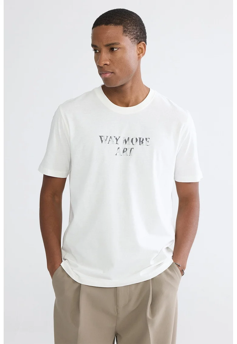 Tricou din bumbac cu imprimeu, Alb