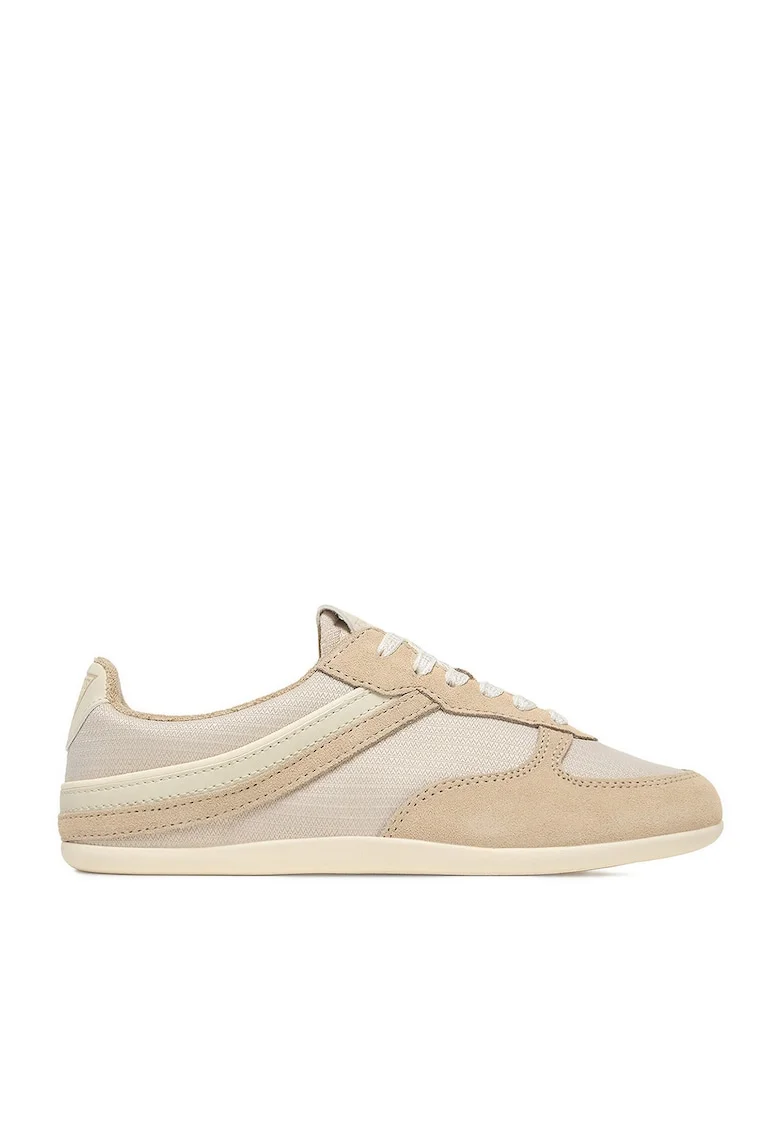 Pantofi sport dama  bej, piele intoarsa/naturala si material textil, sistem de inchidere siret