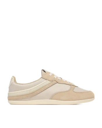Pantofi sport dama  bej, piele intoarsa/naturala si material textil, sistem de inchidere siret