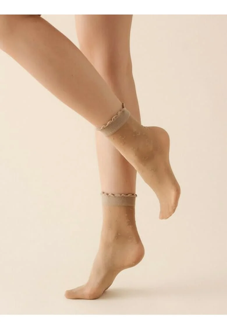 Sosete lycra bej cu inimioare  710 Lovie 20 den, Bej