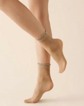 Sosete lycra bej cu inimioare  710 Lovie 20 den, Bej