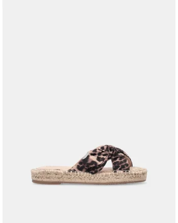 Papuci-espadrile cu model, Maro inchis/Bej