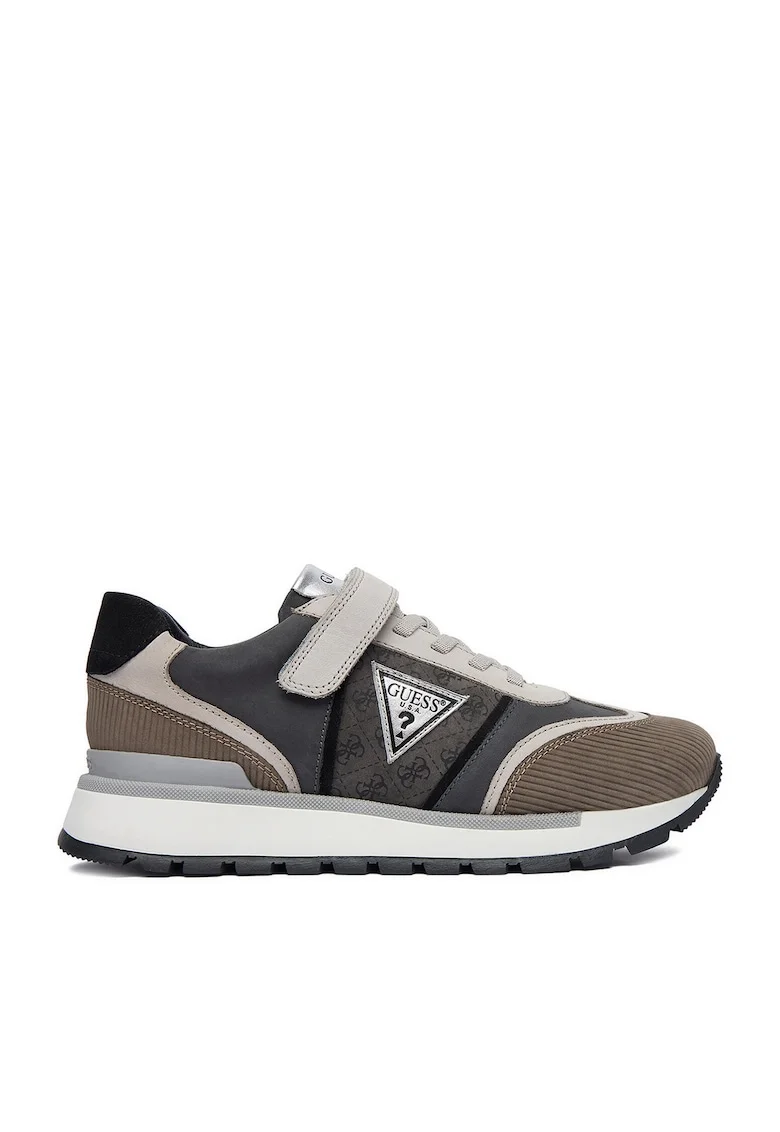Pantofi sport copii,  Gri, piele naturala, velcro