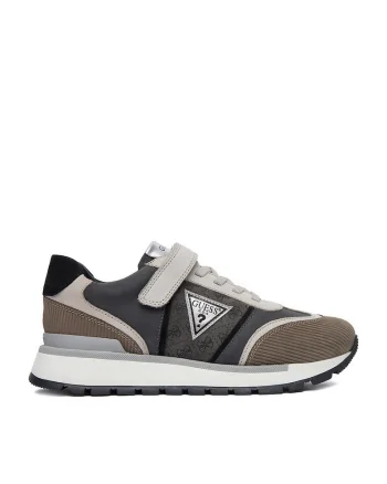 Pantofi sport copii,  Gri, piele naturala, velcro