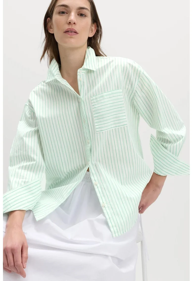 Camasa supradimensionata cu model dungi, Verde menta
