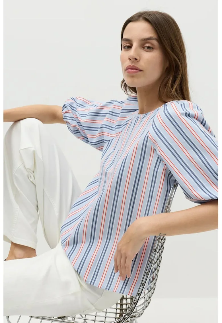 Bluza cu maneci bufante, Albastru pastel