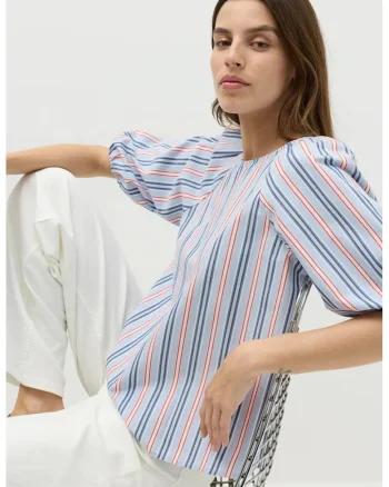 Bluza cu maneci bufante, Albastru pastel