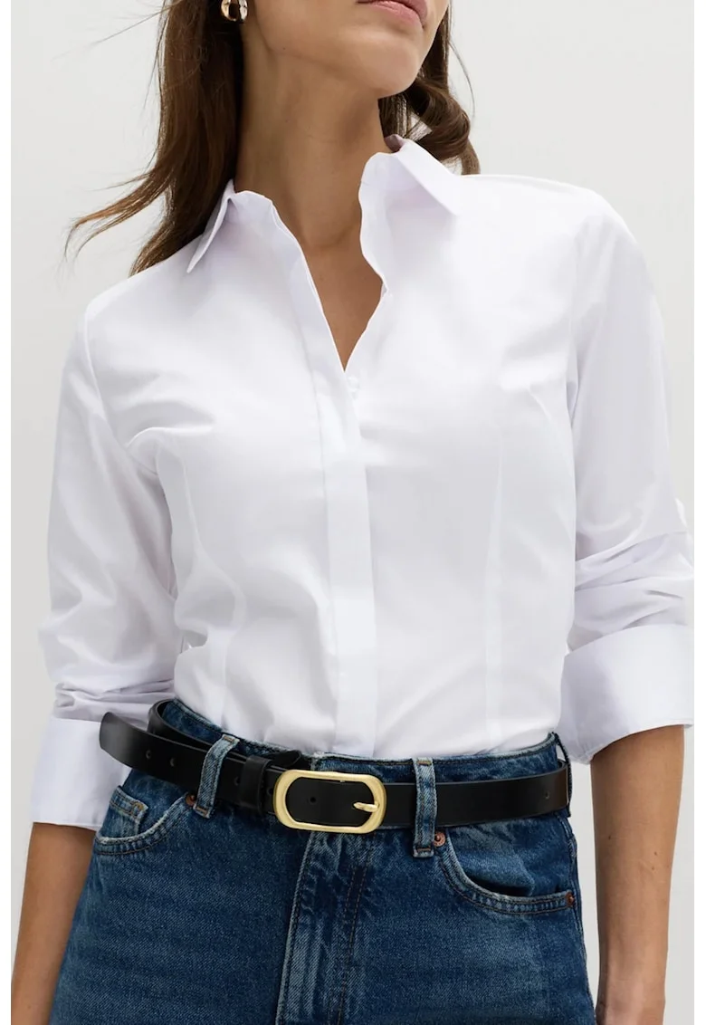 Camasa slim fit uni, Alb optic