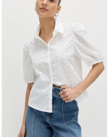 Bluza lejera de bumbac, Alb optic