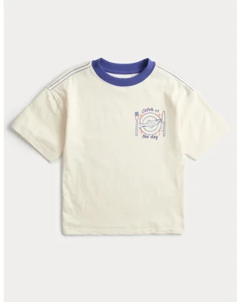 Tricou de bumbac cu imprimeu grafic, Bej deschis