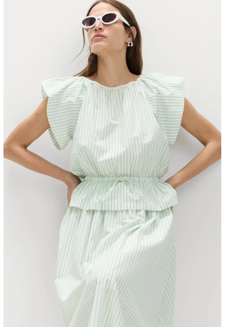 Bluza de bumbac in dungi, Verde menta