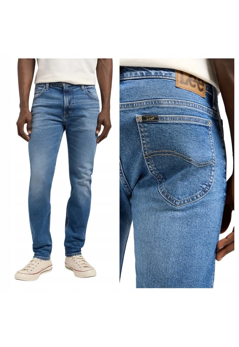 Blugi slim fit cu aspect decolorat Rider1, Albastru