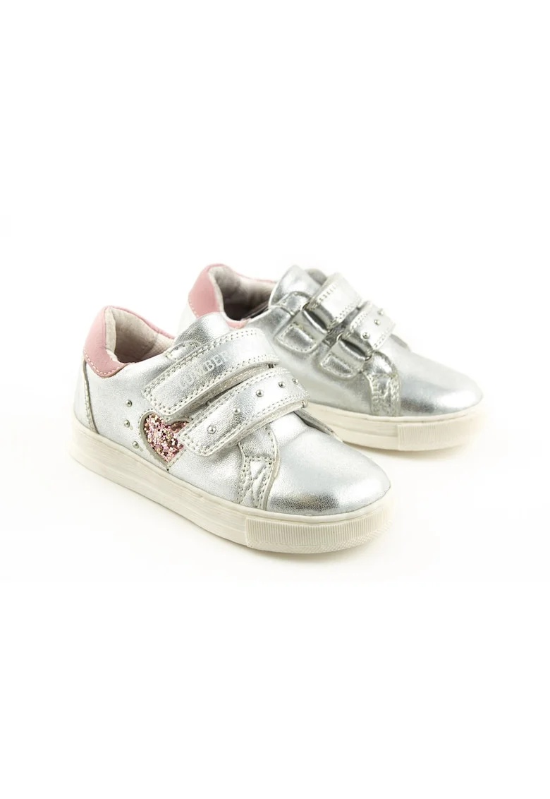 Pantofi sport din piele cu aspect metalizat,