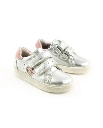 Pantofi sport din piele cu aspect metalizat,