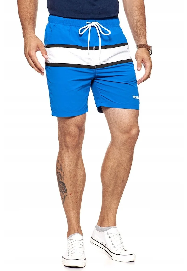 Pantaloni scurti cu model cu dungi, Albastru