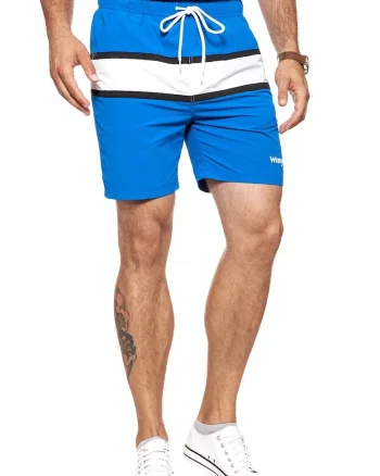 Pantaloni scurti cu model cu dungi, Albastru
