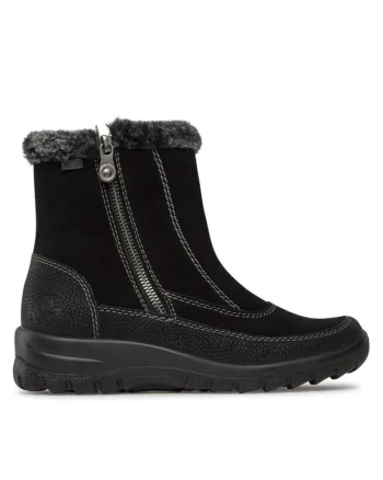 Botine dama  303216610, Piele intoarsa, Negru
