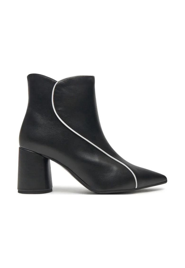 Botine dama,  47853, Piele naturala, Negru