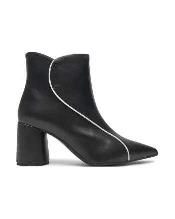 Botine dama,  47853, Piele naturala, Negru