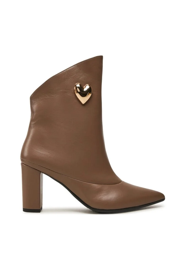 Botine dama,  48003, Piele naturala, Maro