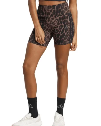 Colanti scurti cu animal print pentru ciclism, Maro inchis/Maro deschis