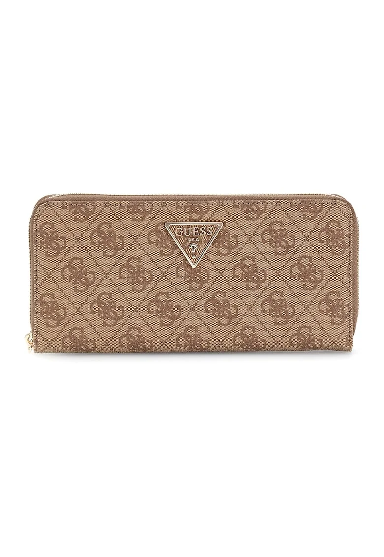 Portofel cu buzunar exterior cu fermoar, Maro camel