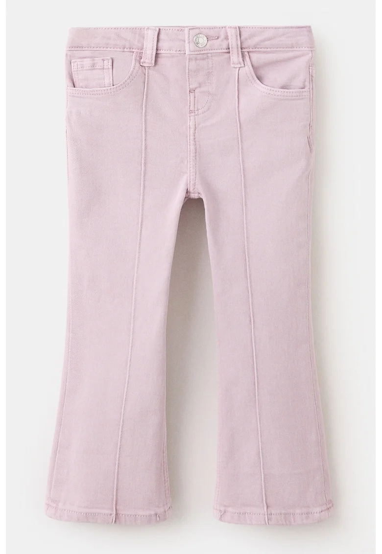 Blugi evazati cu talie ajustabila, Roz pastel