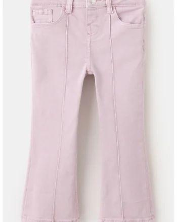 Blugi evazati cu talie ajustabila, Roz pastel