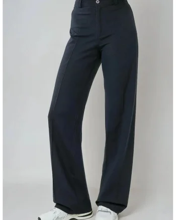 Pantaloni dama,  cu talie inalta, Bleumarin