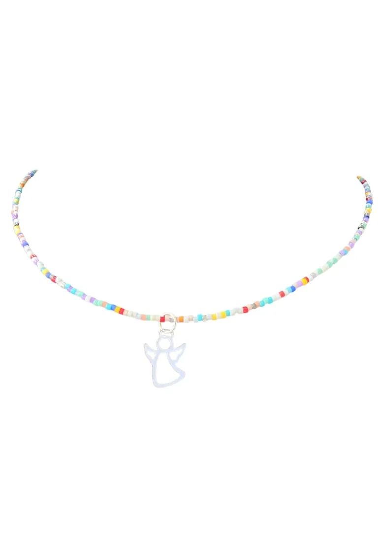 Colier din margele Miyuki  Ingeras, multicolor, argint 925, 40x4cm