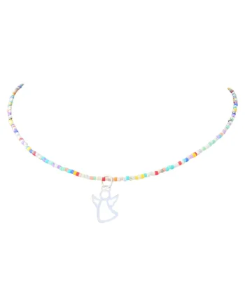 Colier din margele Miyuki  Ingeras, multicolor, argint 925, 40x4cm