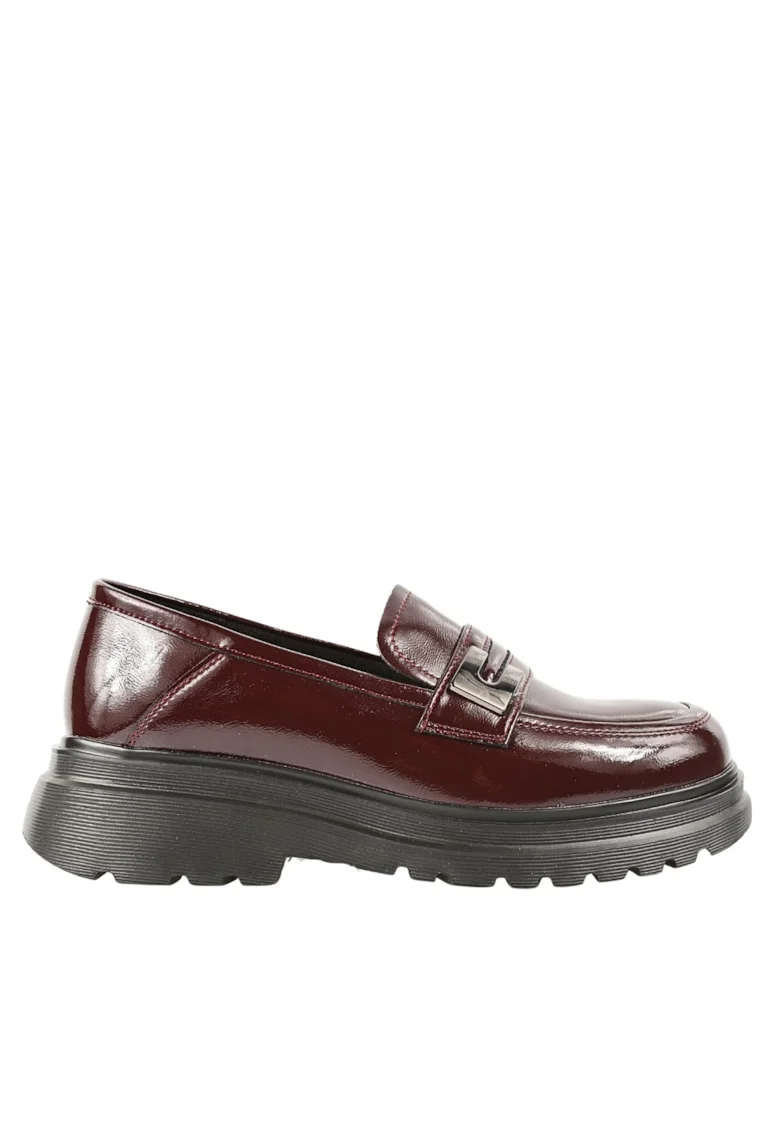 Pantofi casual, dama,  580226-1LT bordo, piele lacuita, Visiniu