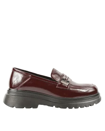 Pantofi casual, dama,  580226-1LT bordo, piele lacuita, Visiniu