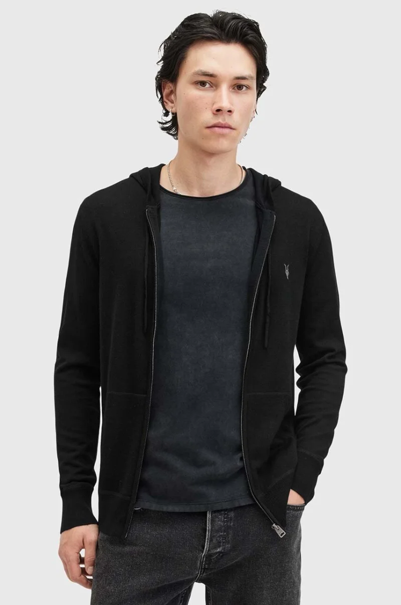 AllSaints bluza din lana MODE MERINO ZIP HOOD