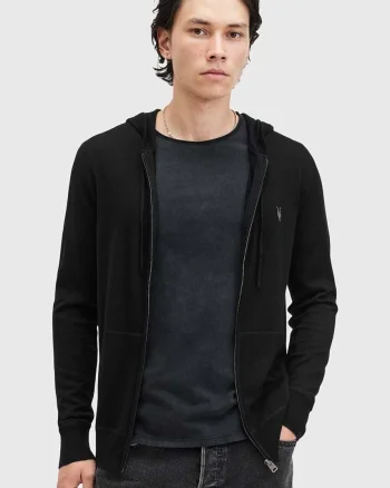 AllSaints bluza din lana MODE MERINO ZIP HOOD