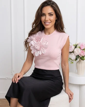 Top elegant din tricot fin cu ap...