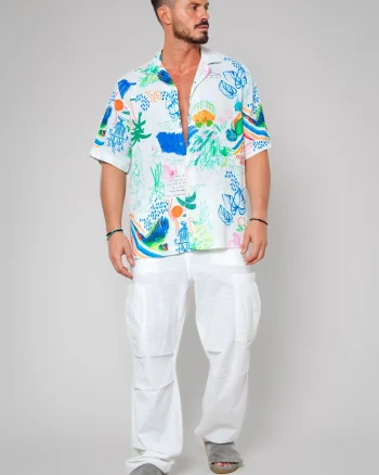 Pantaloni lung Oversized White