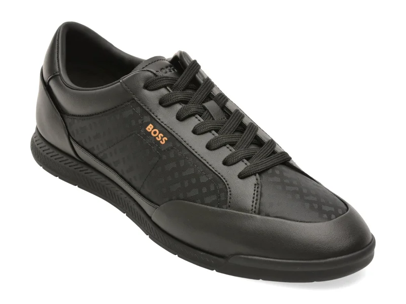 Pantofi sport BOSS negri, 8501, din material testil si piele naturala