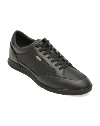 Pantofi sport BOSS negri, 8501, din material testil si piele naturala