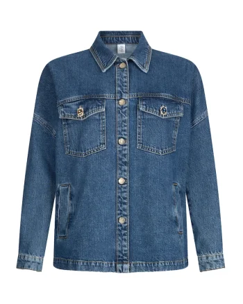 Jacheta din denim cu guler clasic, Bleumarin