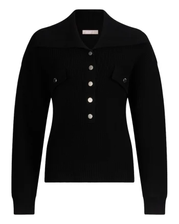 Pulover lejer cu guler maxi, Negru