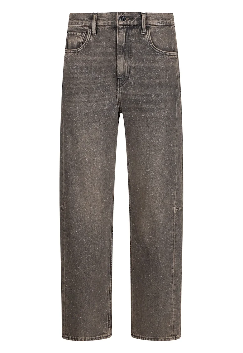 Blugi boyfriend crop, Gri/Roz