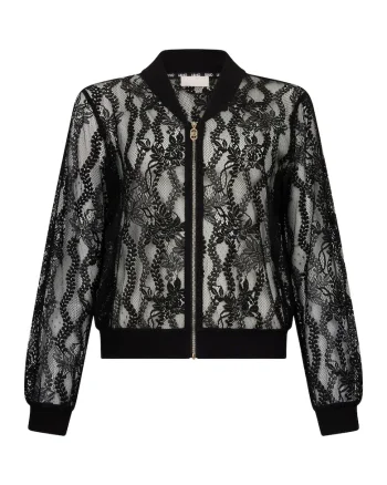 Cardigan bomber de dantela, Negru