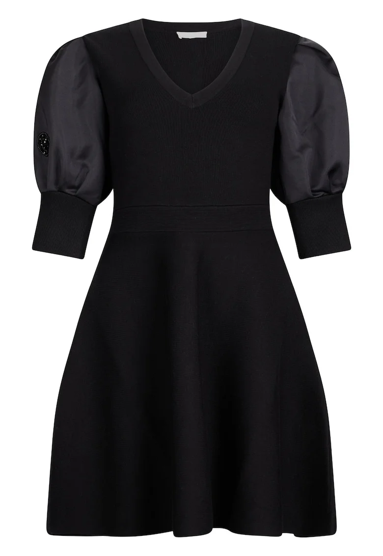 Rochie scurta cu decolteu in V, Negru