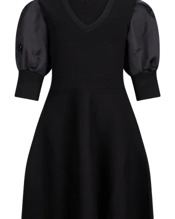 Rochie scurta cu decolteu in V, Negru