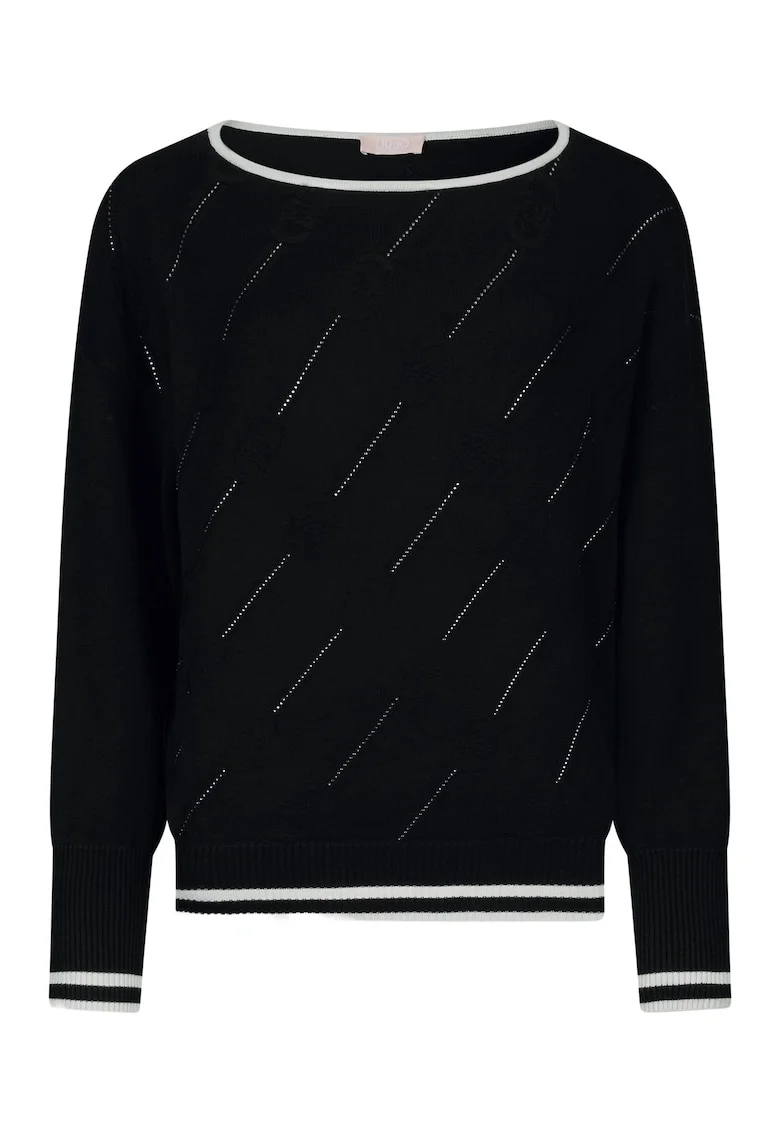 Pulover cu decolteu barcuta, Negru