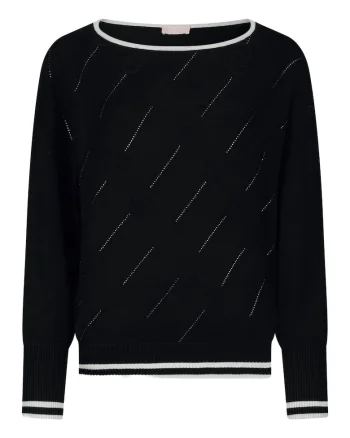 Pulover cu decolteu barcuta, Negru
